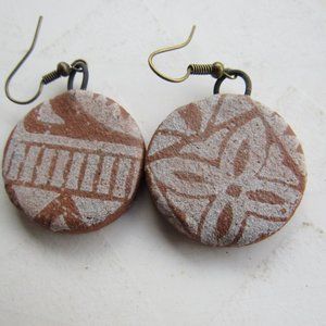 White and Brown Pottery Earrings